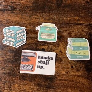 Vintage Typewriter and Book Stickers